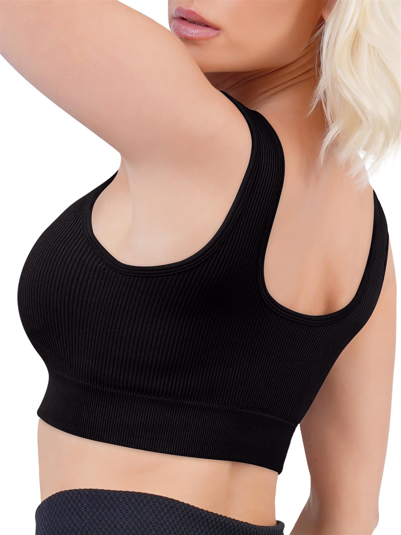 Plain Seamless Ribbed Gym Bra