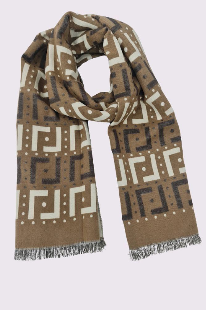 Greek Key Print Soft Feel Scarves