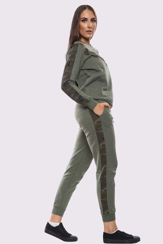 Camouflage Print Side Panel Loungwear Tracksuit