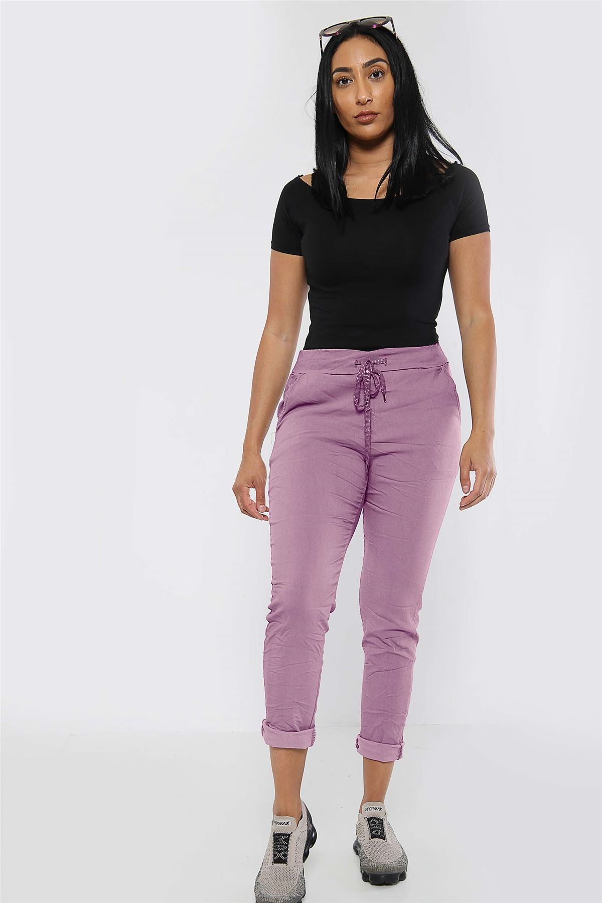 Plain Glitter Drawstring Trouser