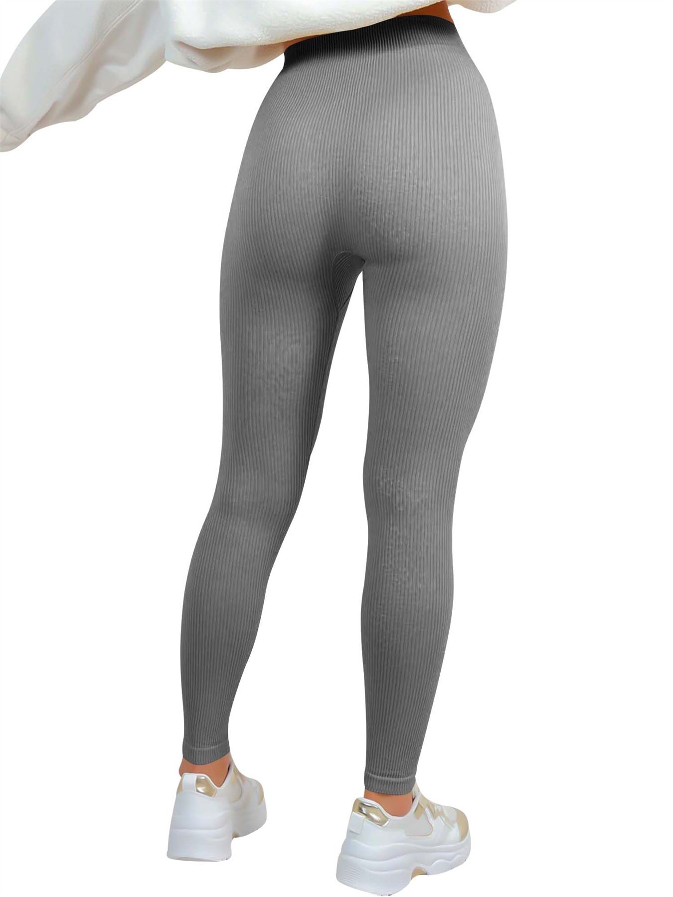 Plain Seamless Ribbed Gym Nylon Legging