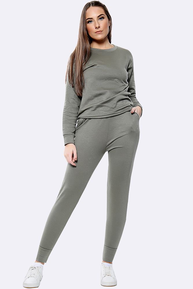 Plain Crop Top Loungwear Tracksuit