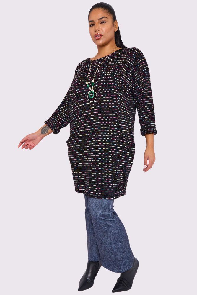 Multicoloured Stripes Front Pockets Necklace Dress