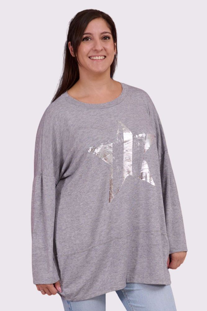 Foil Star Design Tiered Tunic Top