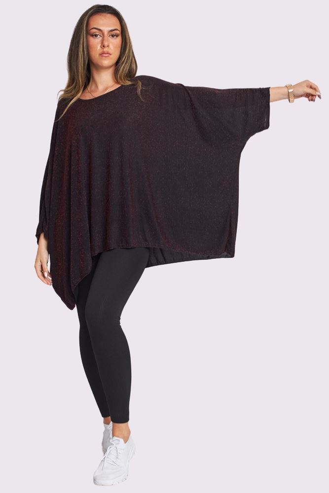 Glitter Oversized Batwing Top