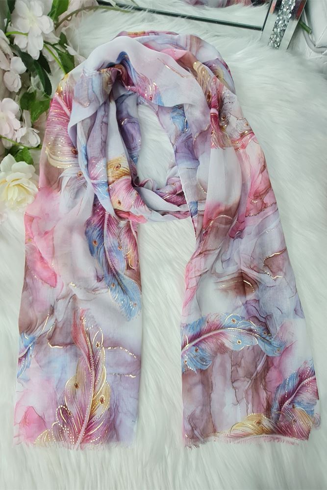 Foil Feather Print Scarves