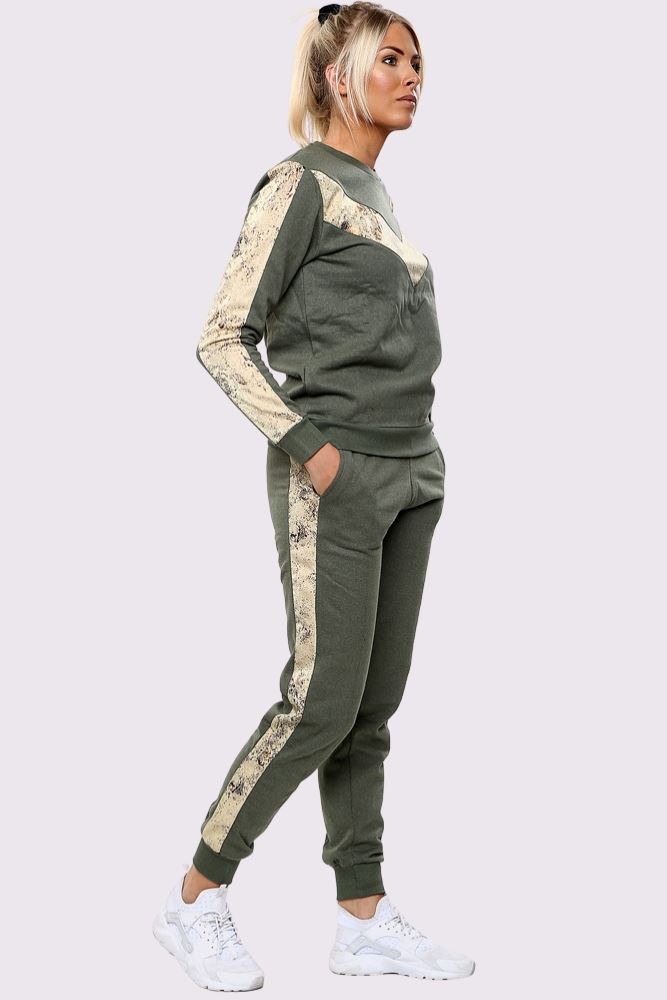 Snake Print Side Panel Loungwear Tracksuit