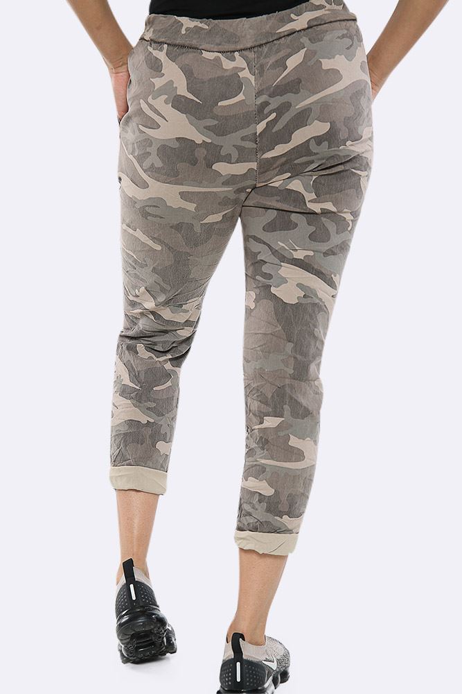 Camouflage Glitter Drawstring Trouser