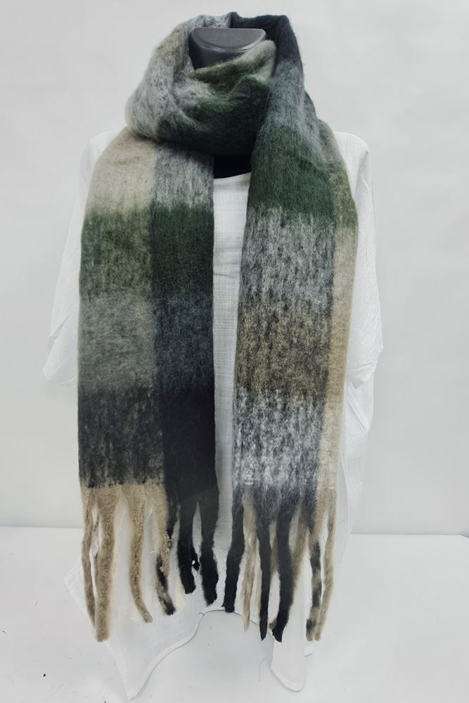 Check Print Soft Feel Tassel Scarves