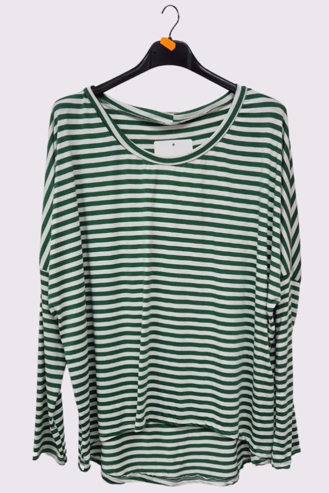 Stripe Print High Low Hem Top