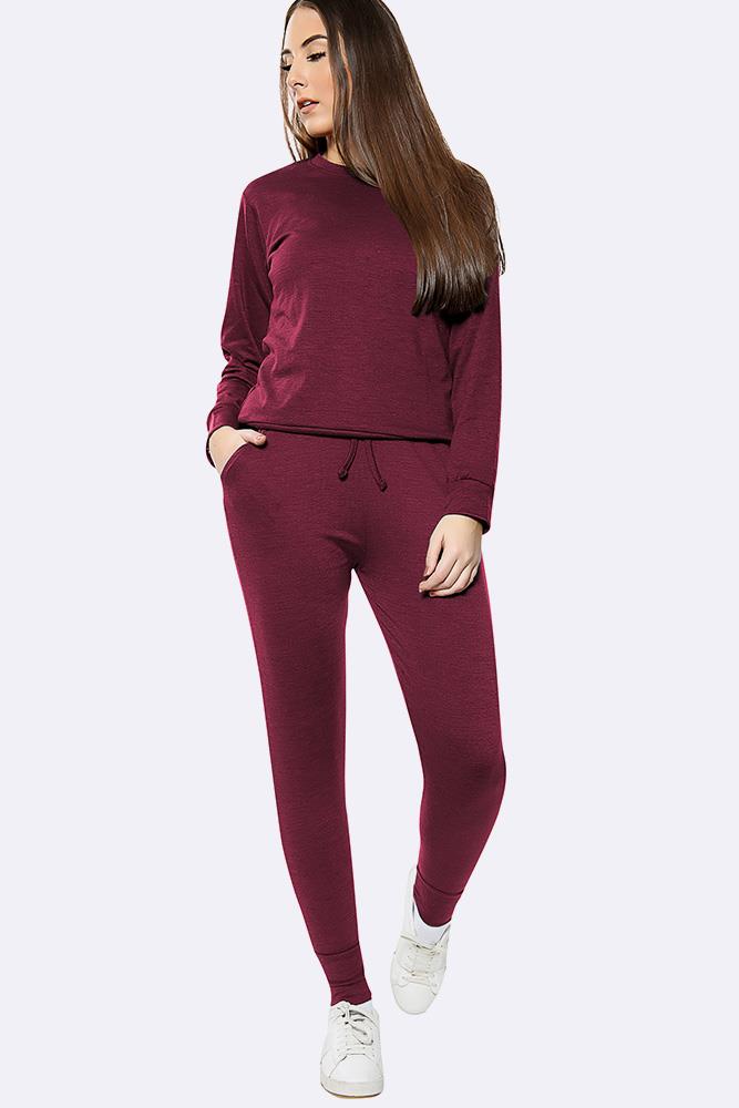 Plain Crop Top Loungwear Tracksuit