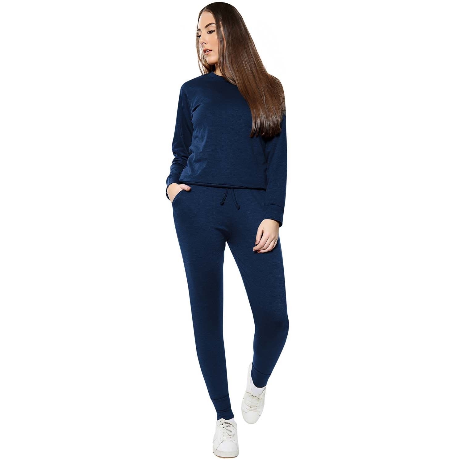 Plain Crop Top Loungwear Tracksuit