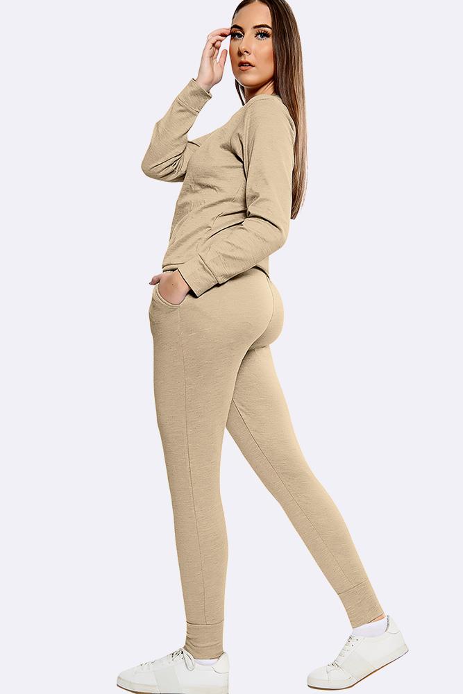 Plain Crop Top Loungwear Tracksuit