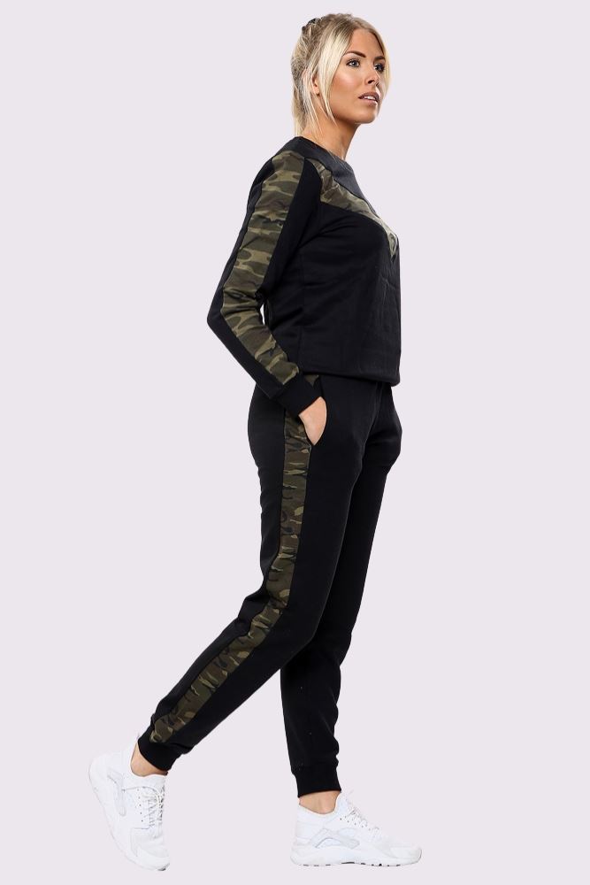 Camouflage Print Side Panel Loungwear Tracksuit