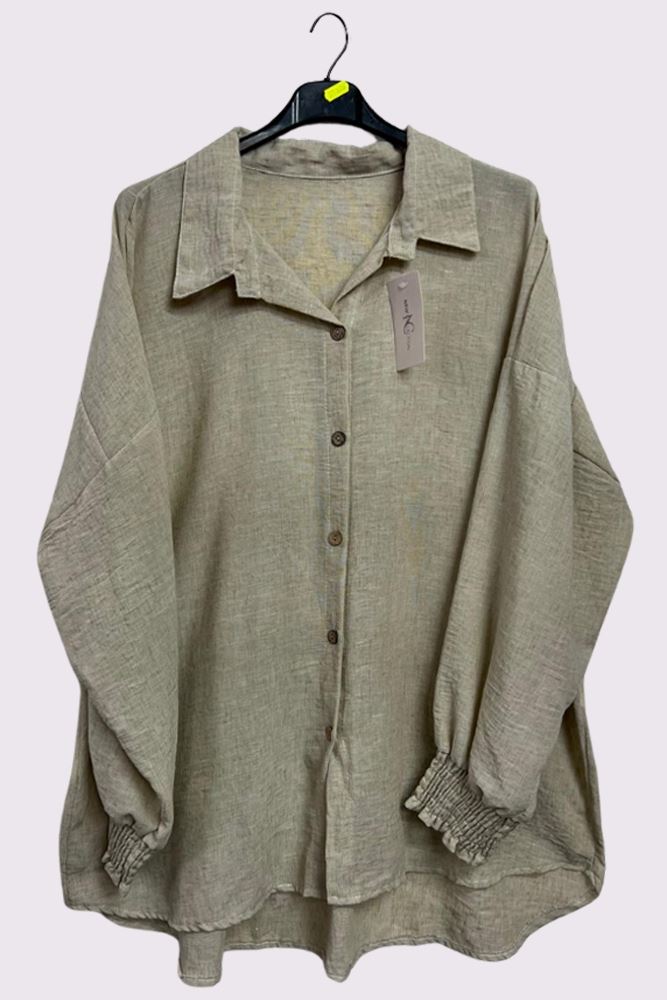 Plain Textured Button Closing Shirt