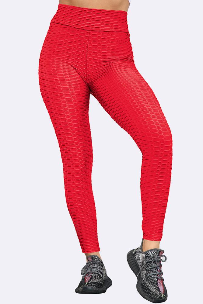 Women High Waisted Honey Comb Leggings