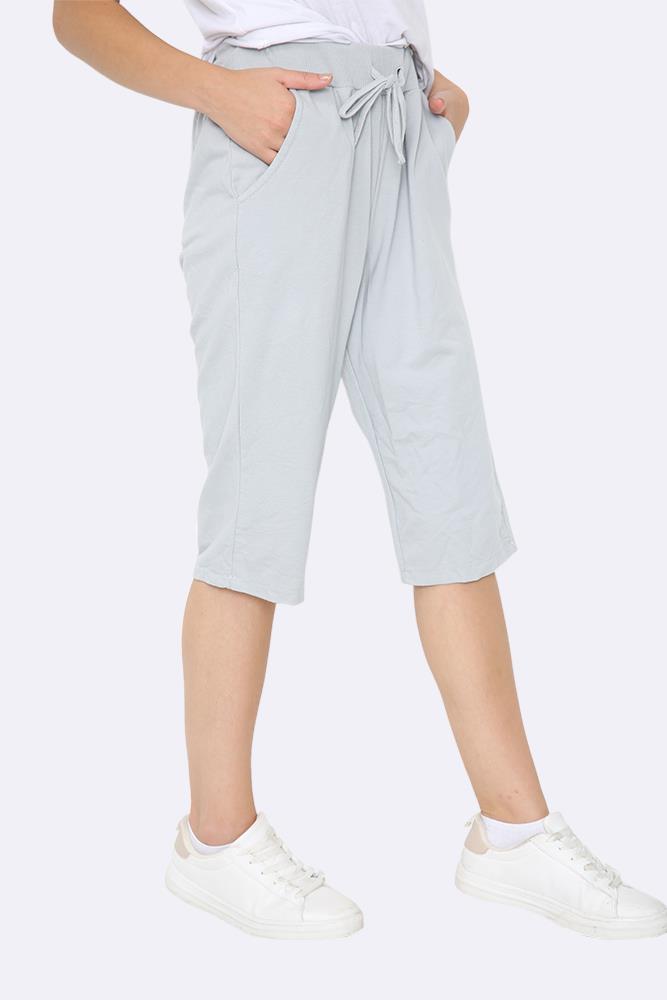 Plain Drawstring 3/4 Length Pocket Trousers