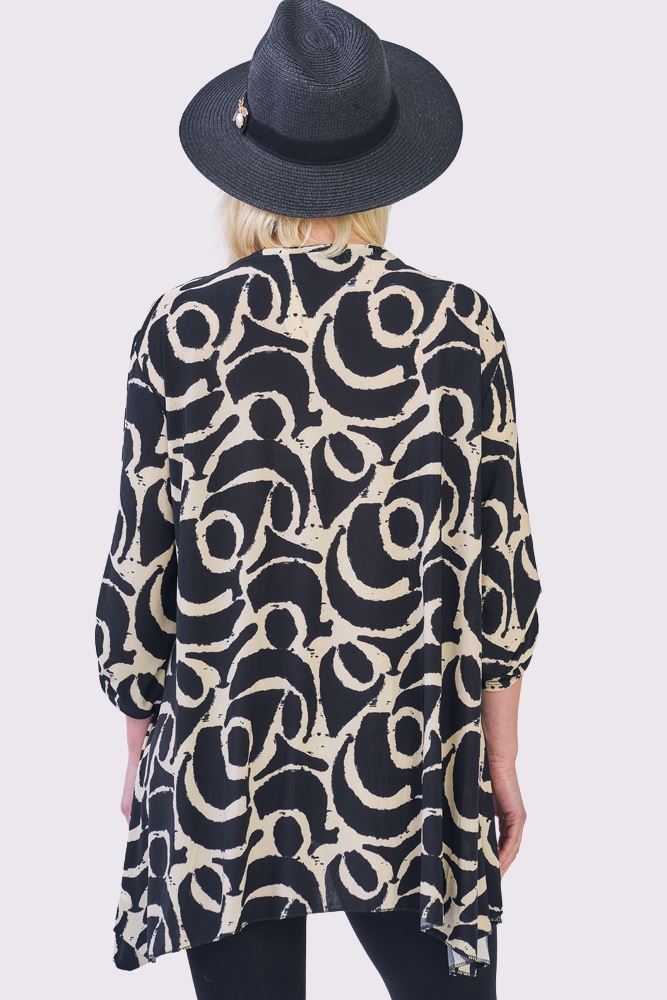 Abstract Multi Print Open Cardigan