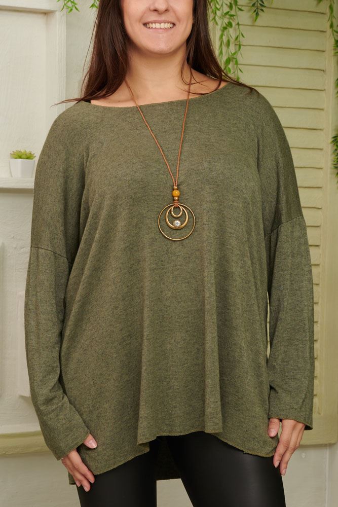 Plain Knitted Tunic Viscose Top