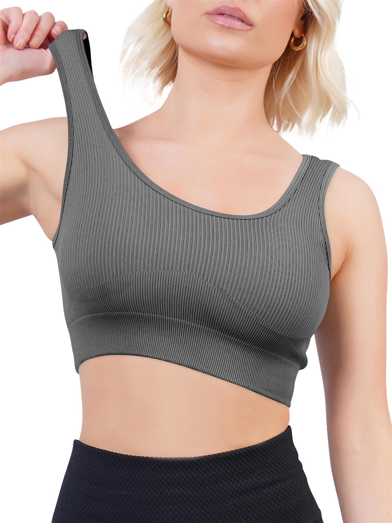 Plain Seamless Ribbed Gym Bra