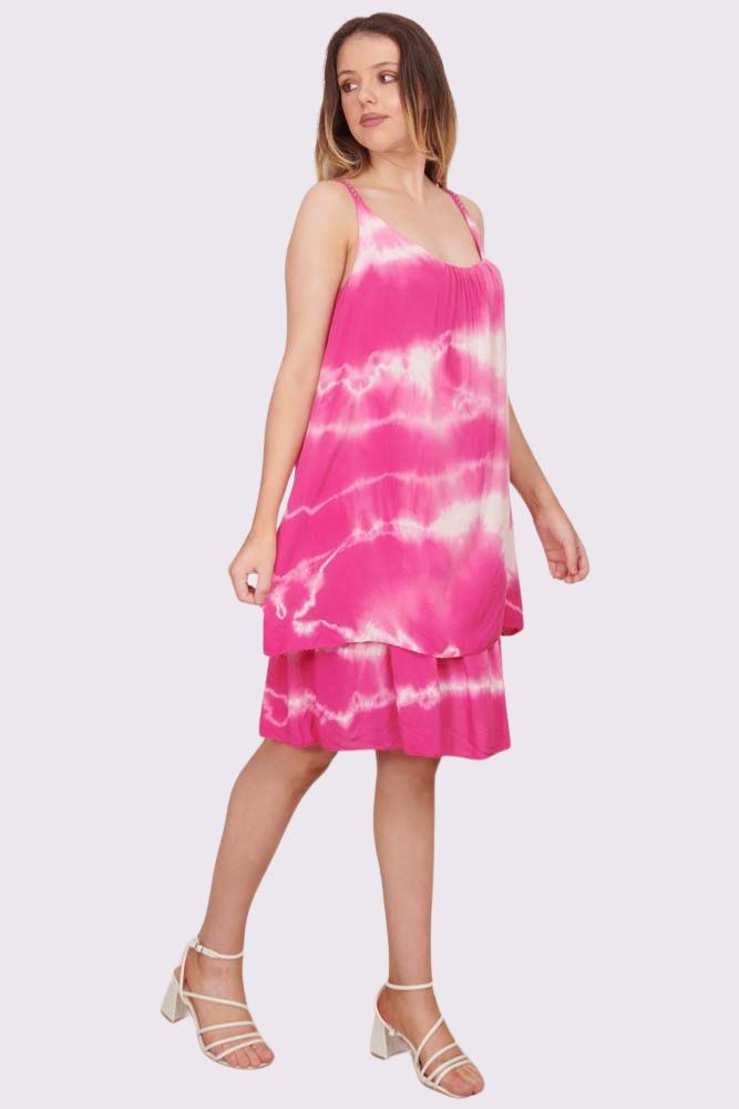 Layered Tie-Dye Print Dress
