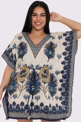 Peacock Feather Print Kaftan