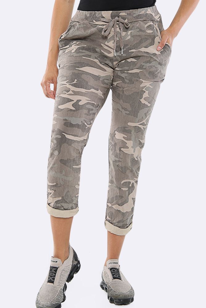 Camouflage Glitter Drawstring Trouser