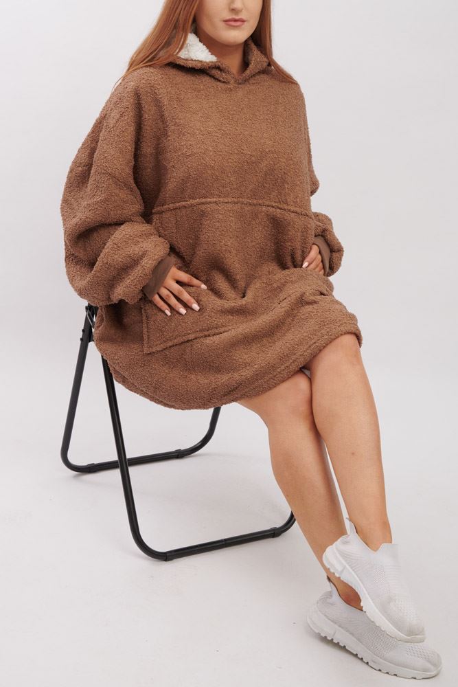 Plain Soft Feel Pocket Blanket Hoody