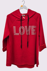 Beaded Love Pattern Hood String Top