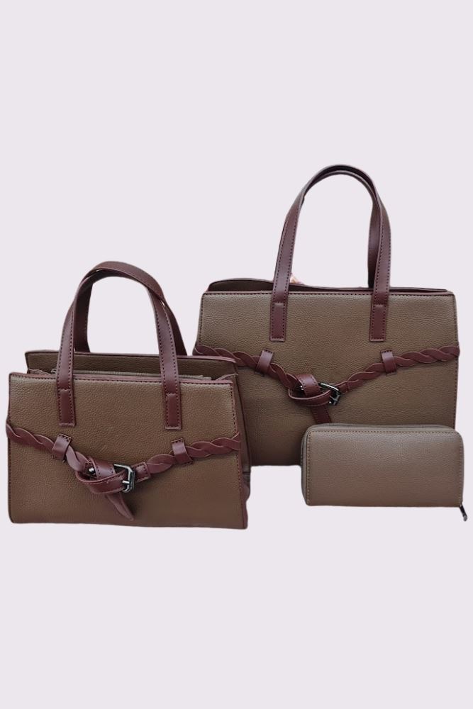 Belted Two Handle Shoulder Bag Set