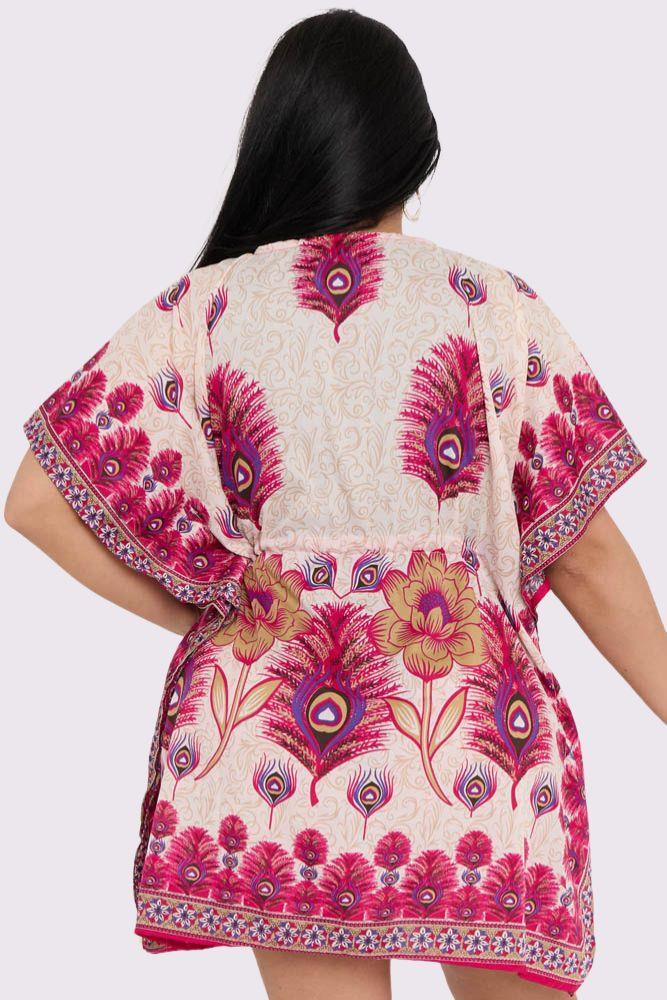 Peacock Feather Print Kaftan