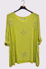 Diamante Star Print Oversized Top