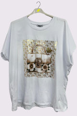 Multi Foil Pattern Oversized Cotton Top