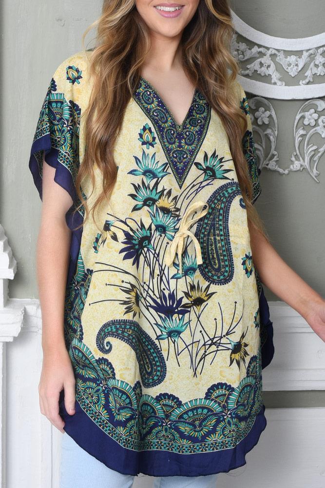 Textured Print Polyester Kaftan