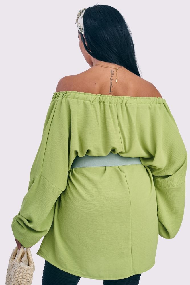 Plain Oversized Drawstring Neckline Top