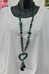 Beaded Tassel Heart Necklace