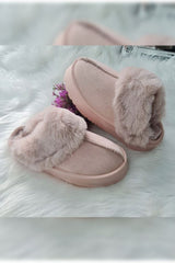 Faux Fur Mule Platform Fluffy Shoes