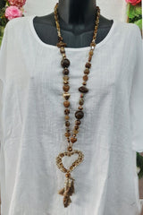 Beaded Tassel Heart Necklace