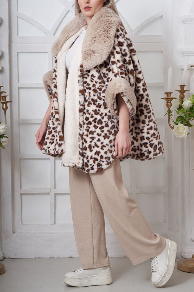 Leopard Print Faux Fur Cardigan