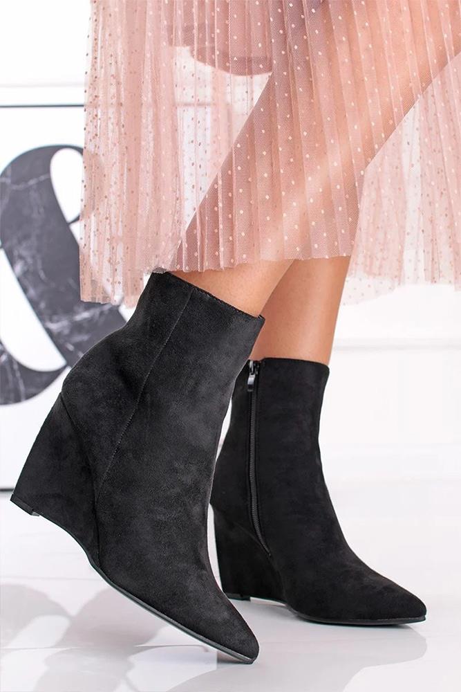 Suede Zip Fastening Wedge Boot