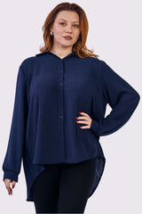 Plain Button Closing Back Pleated Shirt