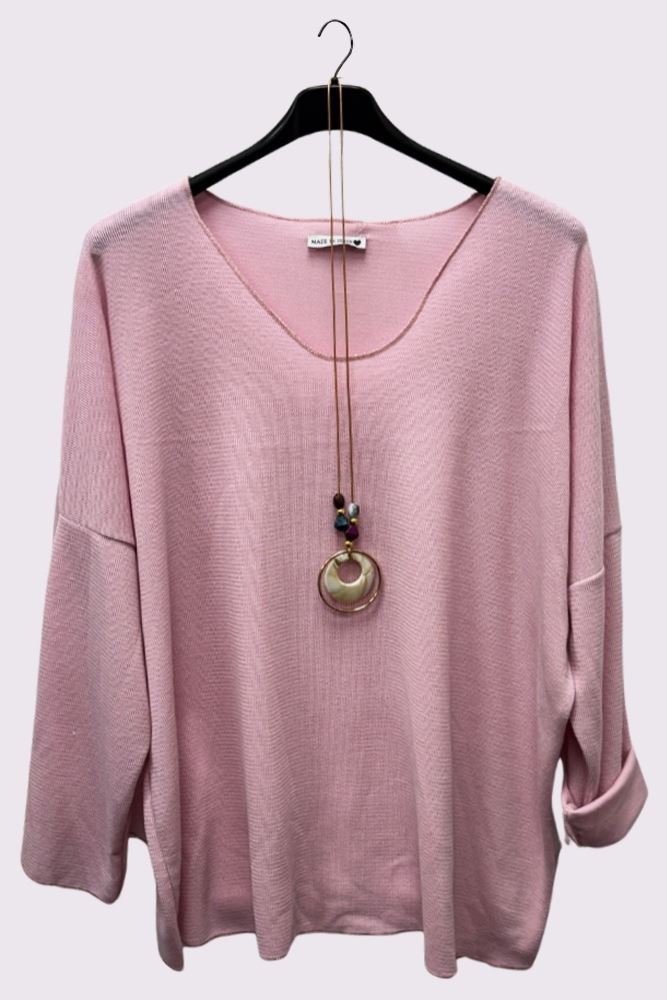 Plain Soft Knit Necklace Top