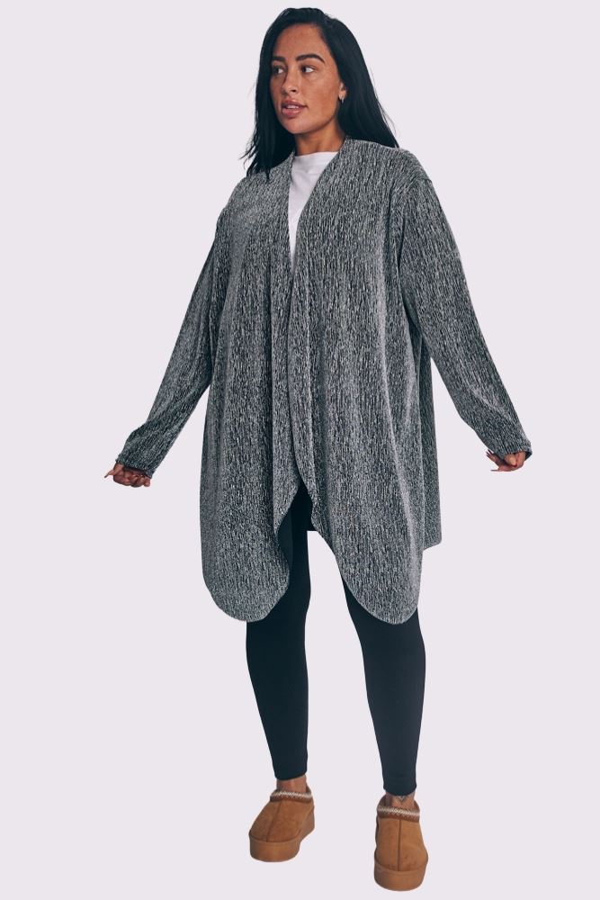 Lurex Pattern Waterfall Oversized Cardigan