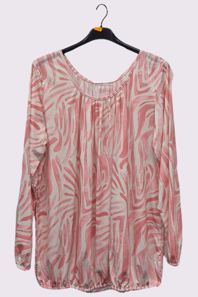 Waves Print Pleated Top