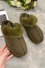 Suede Fur Lined Back Strap Slipper