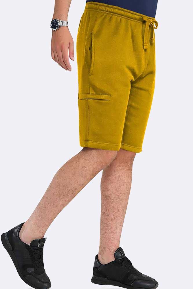 Men Drawcord Side Zipper Plain Shorts