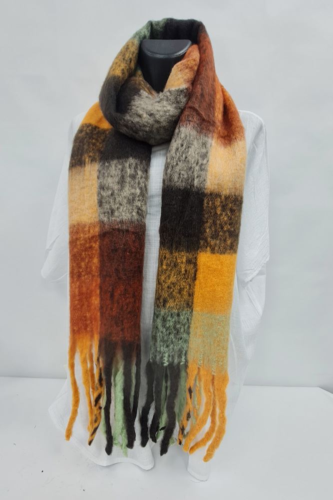 Check Print Soft Feel Tassel Scarves