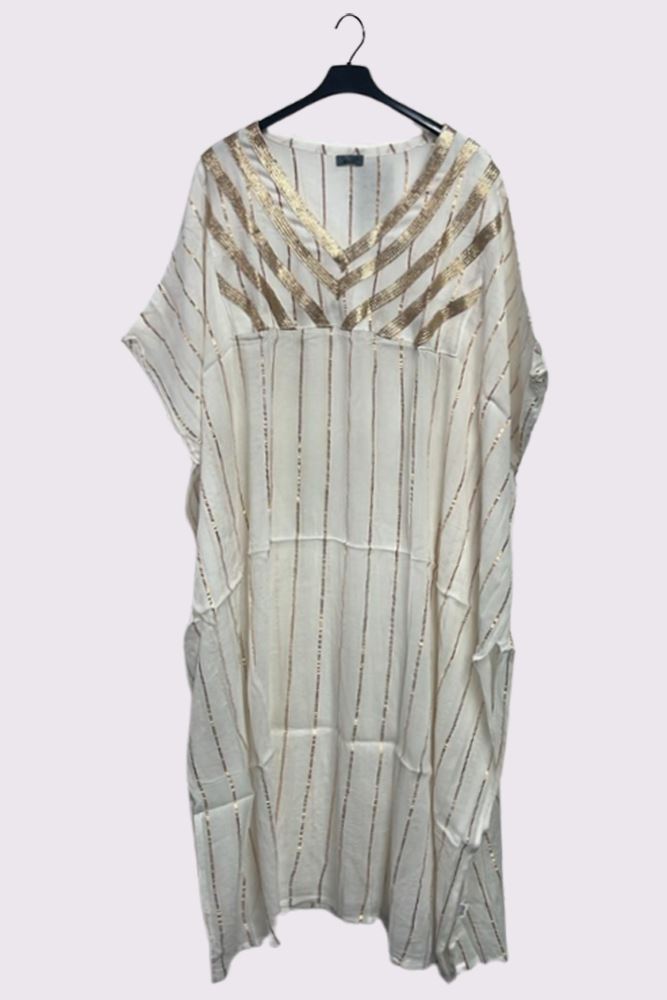 Gold Metallic Splash Stripe Overfit Kaftan