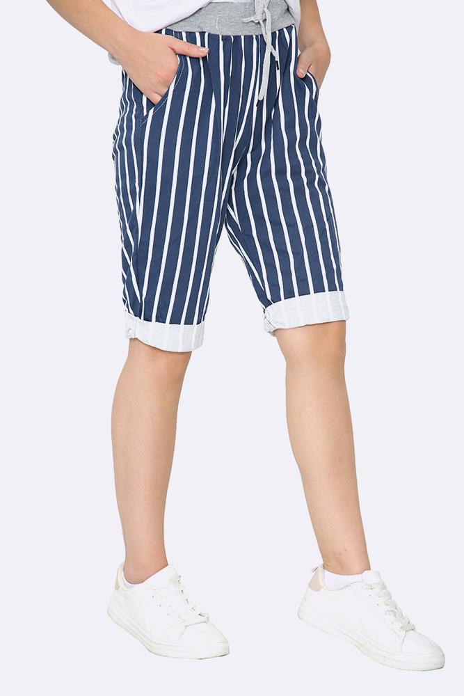 Italian Stripe Drawstring 3/4 Trouser