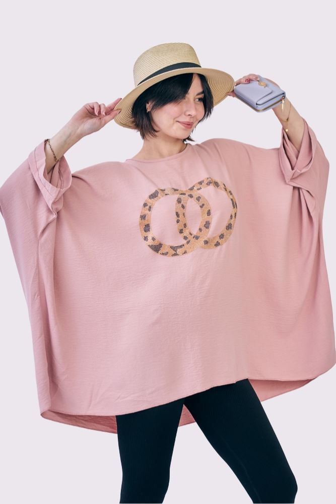 Diamante Double Rings Oversized Top